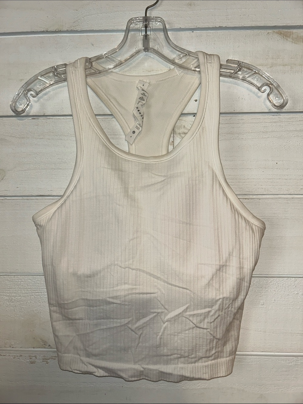 Lululemon ribbedWhite Racerback Crop Tank Top
